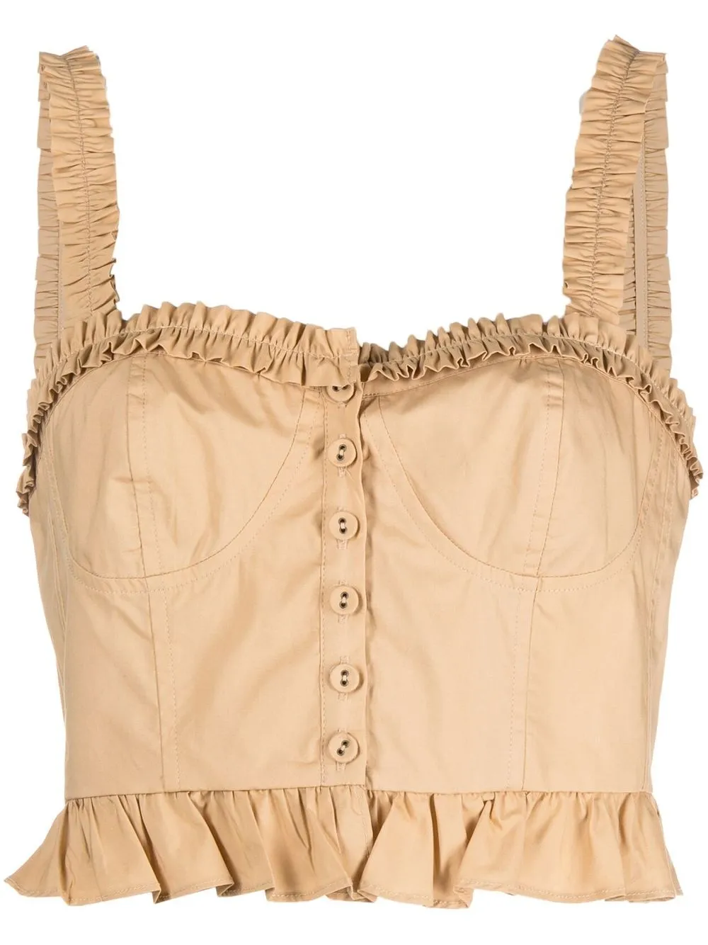 

Ulla Johnson ruffled crop tank top - Neutrals