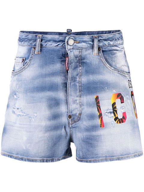 Dsquared2 Icon-print low-rise denim shorts