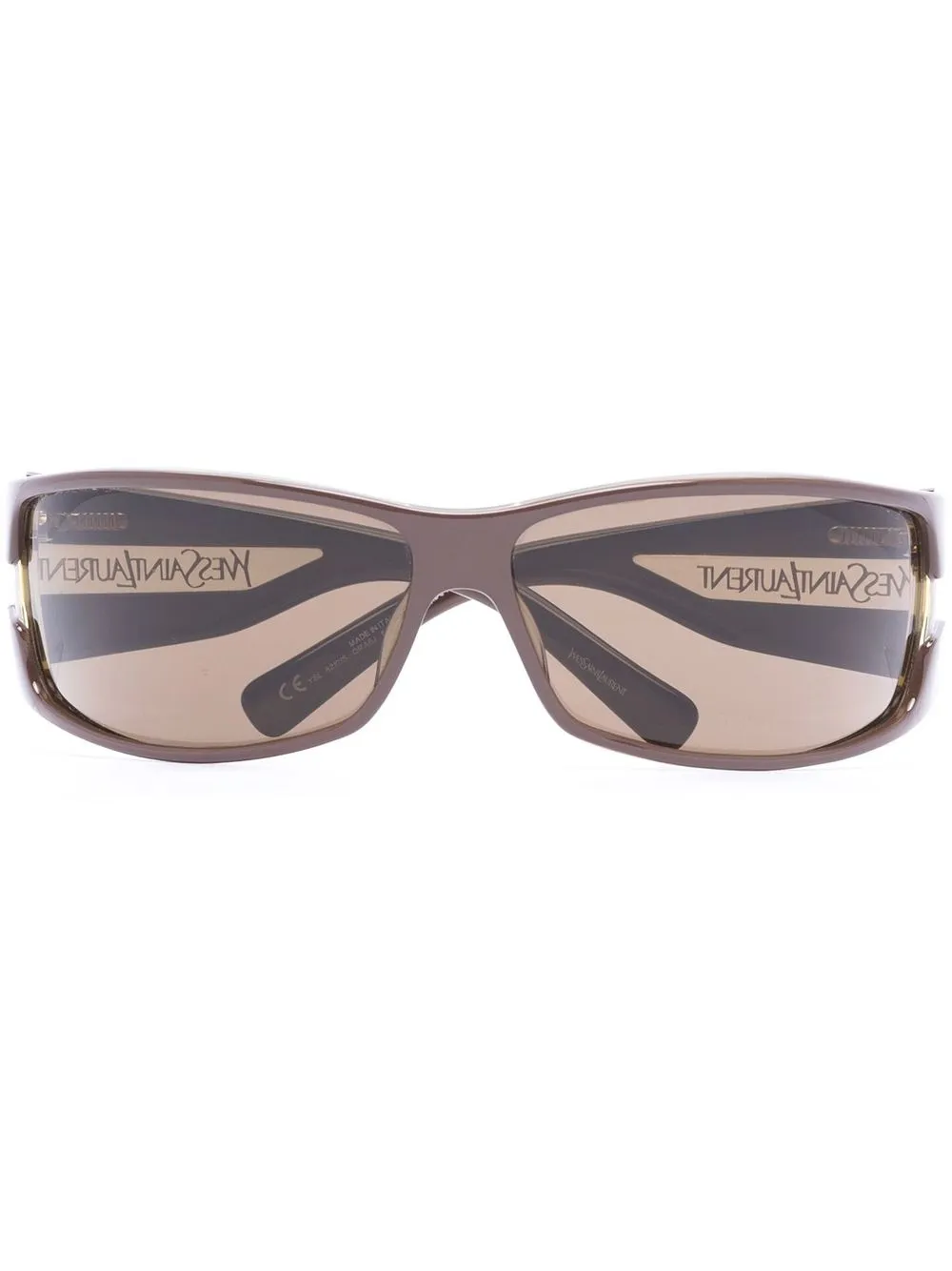 

Yves Saint Laurent Pre-Owned 2000s logo plaque rectangular frame sunglasses - Brown
