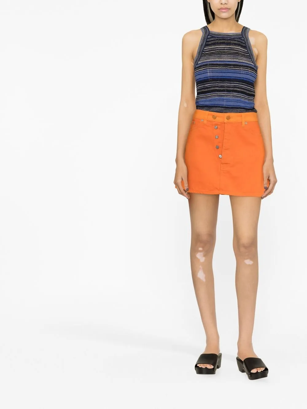 Shop Ganni Button-up Miniskirt In Orange