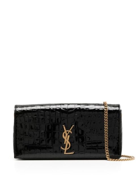 SAINT LAURENT Patent Turtle Embossed Monogram Cassandra Clasp Bag