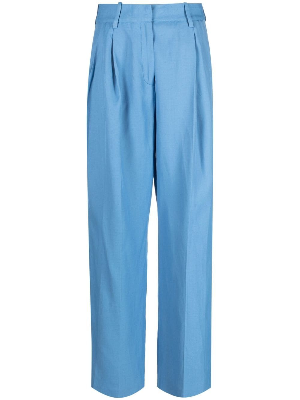 Loulou Studio Straight-leg Tailored Trousers In Blue
