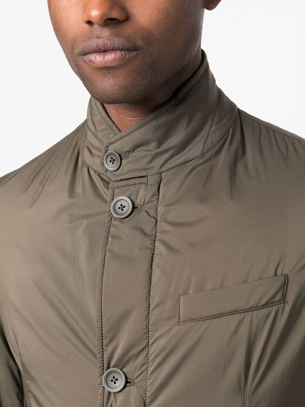 Shop Herno Buttoned-up Padded Jacket In Green