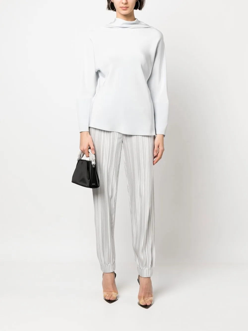 

Giorgio Armani plissé-effect tapered-leg trousers - Grey