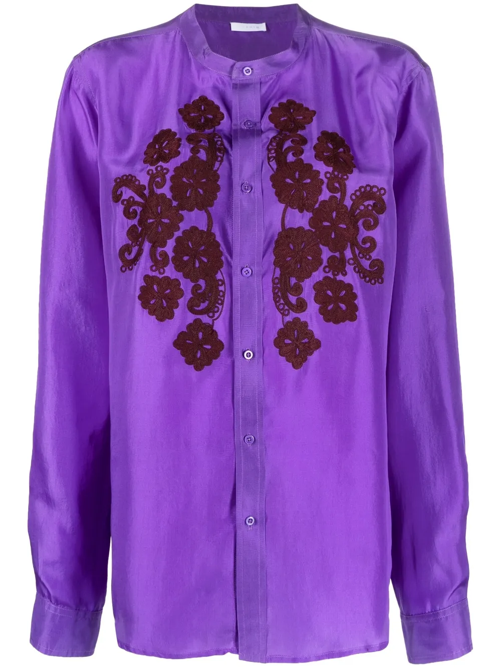 P.A.R.O.S.H. embroidered long-sleeve silk shirt - Purple