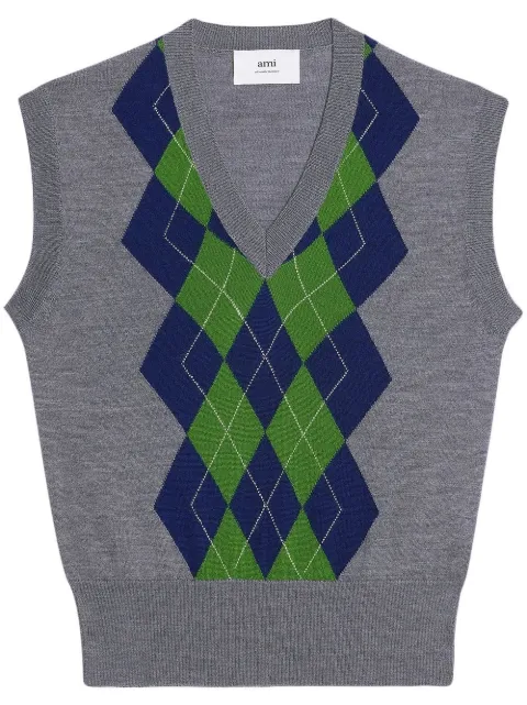 AMI Paris argyle-pattern knitted vest