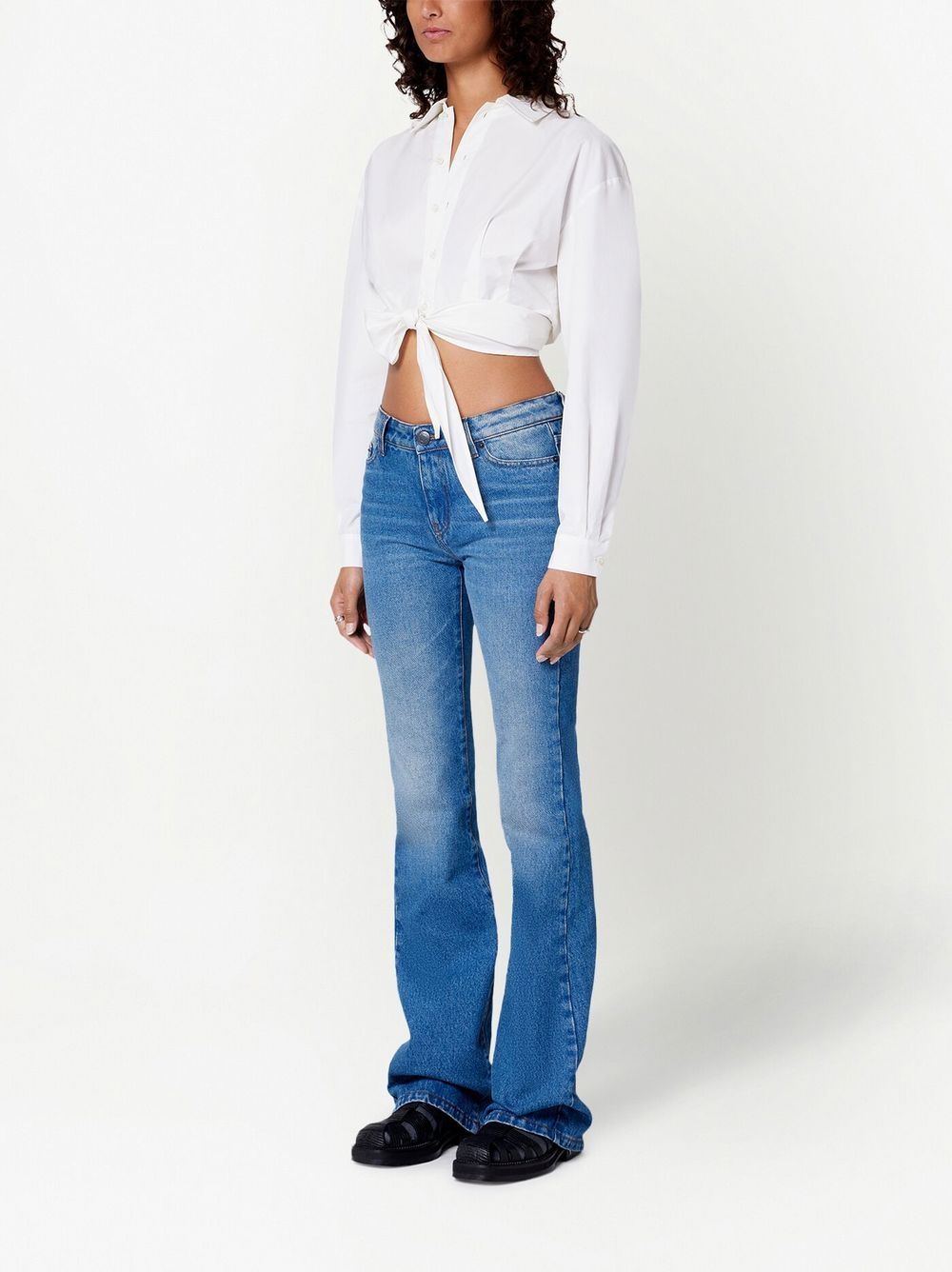 Shop Ami Alexandre Mattiussi Tied Front Cropped Shirt In White