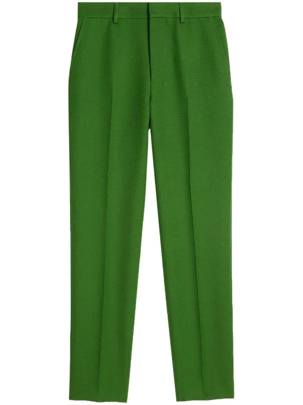 Ami Paris Virgin Wool Tapered Trousers in Green