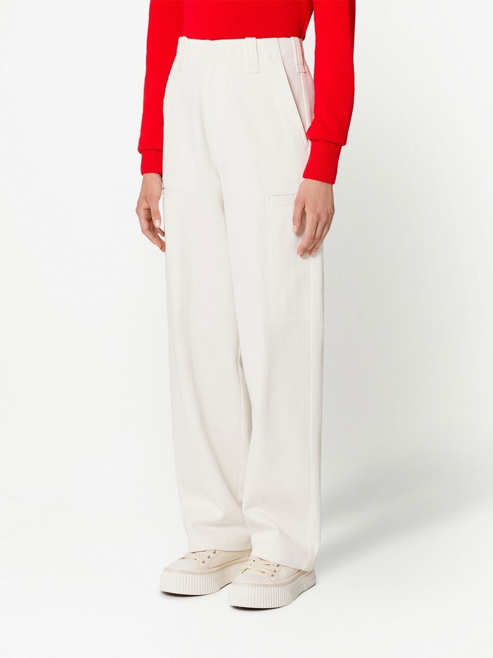 Shop Ami Alexandre Mattiussi Wide-leg Cotton Trousers In White