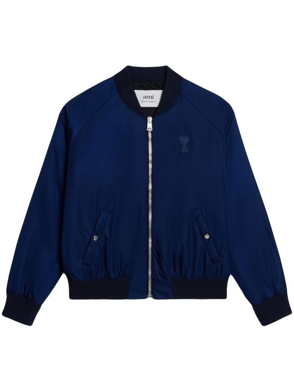 AMI Paris logo-embroidered Bomber Jacket - Farfetch