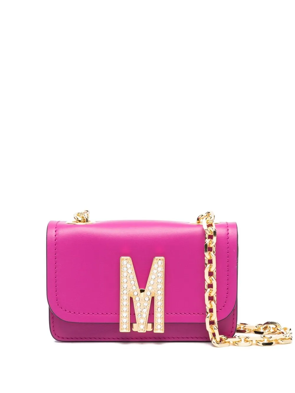 

Moschino bolsa crossbody con placa M - Rosado