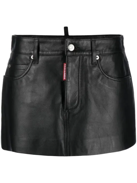 DSQUARED2 logo-tag leather miniskirt