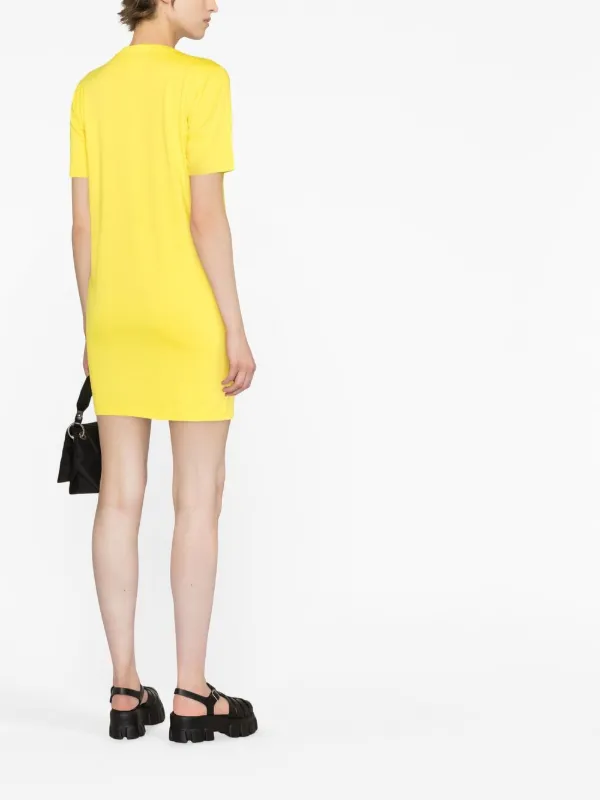 DSQUARED2 Vestido Estilo Playera Con Logo Estampado Amarillo
