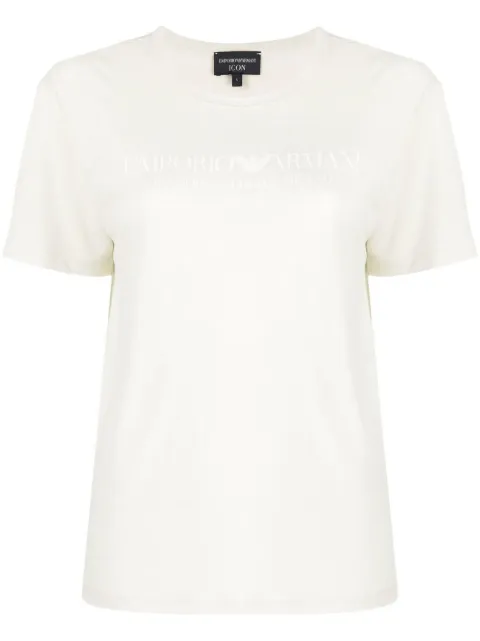 Emporio Armani logo-print linen-blend T-shirt Women