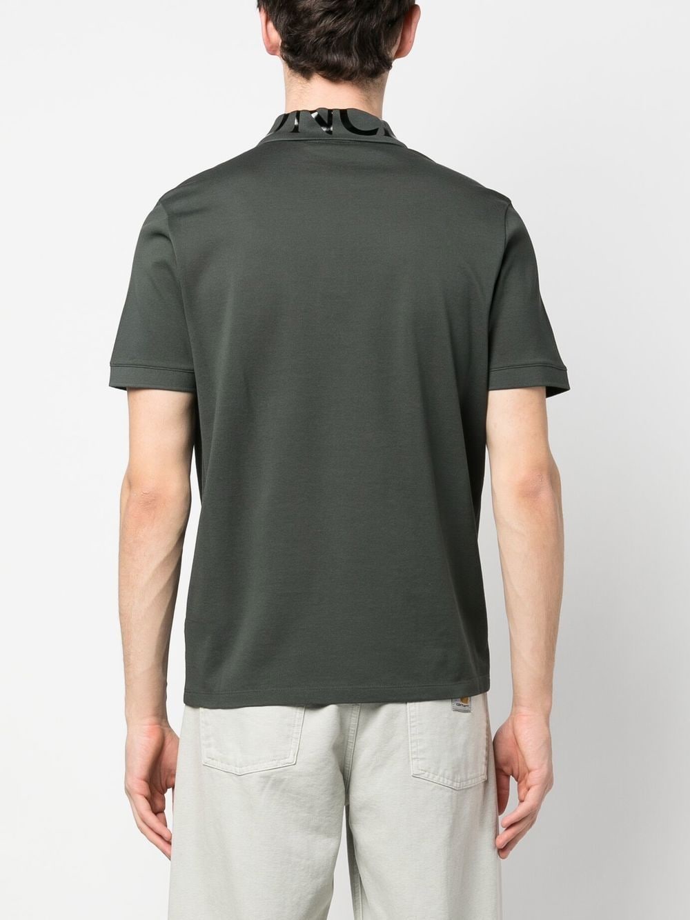 Shop Moncler Logo-patch Cotton Polo Shirt In Green