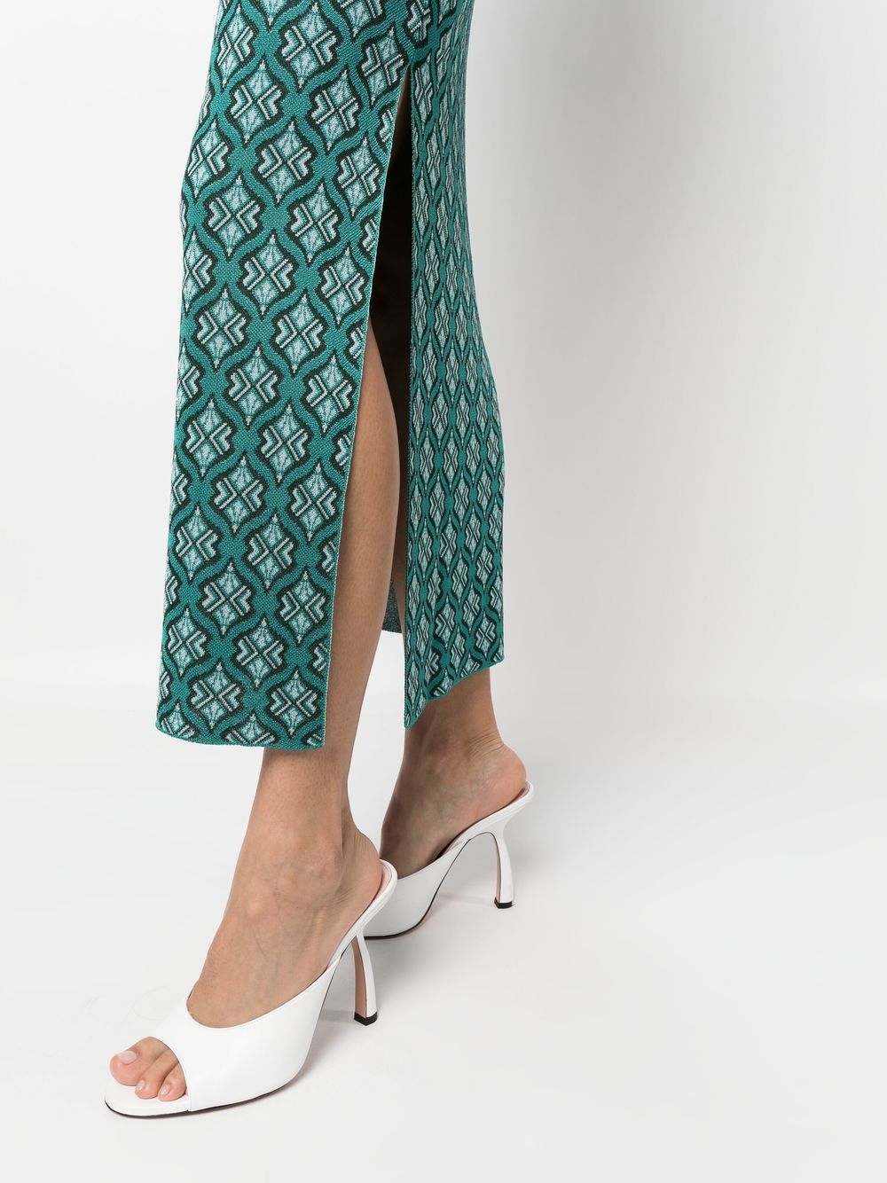 Shop Paula Long Jacquard Pencil Skirt In 绿色