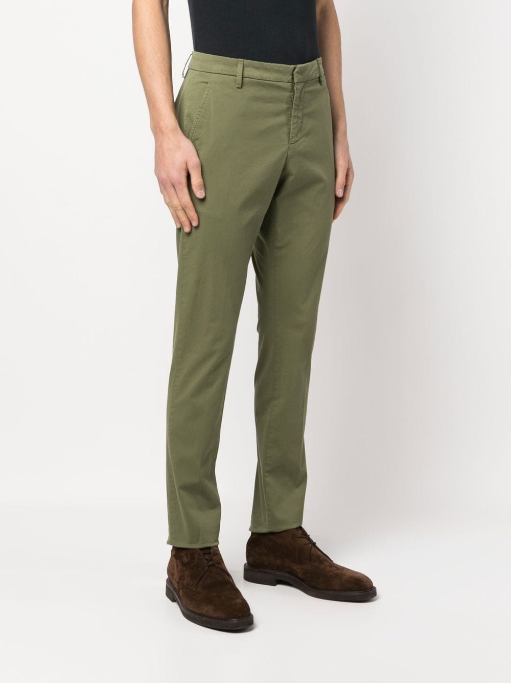 Shop Dondup Mid-rise Stretch-cotton Trousers In Grün