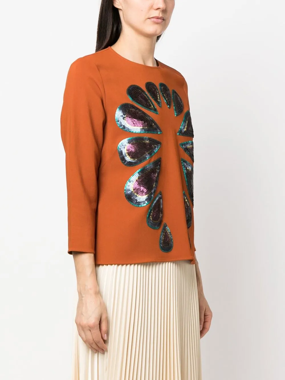 Paula Lapis Sequins Blouse In Brown