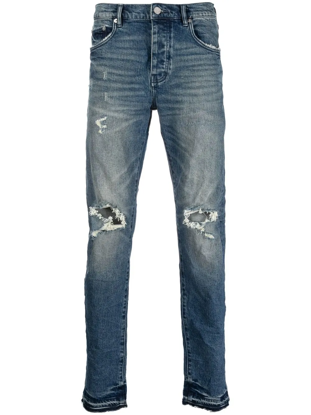 

Purple Brand ripped-detail straight-leg jeans - Blue