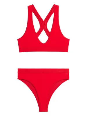 Red swimsuit two piece best sale
