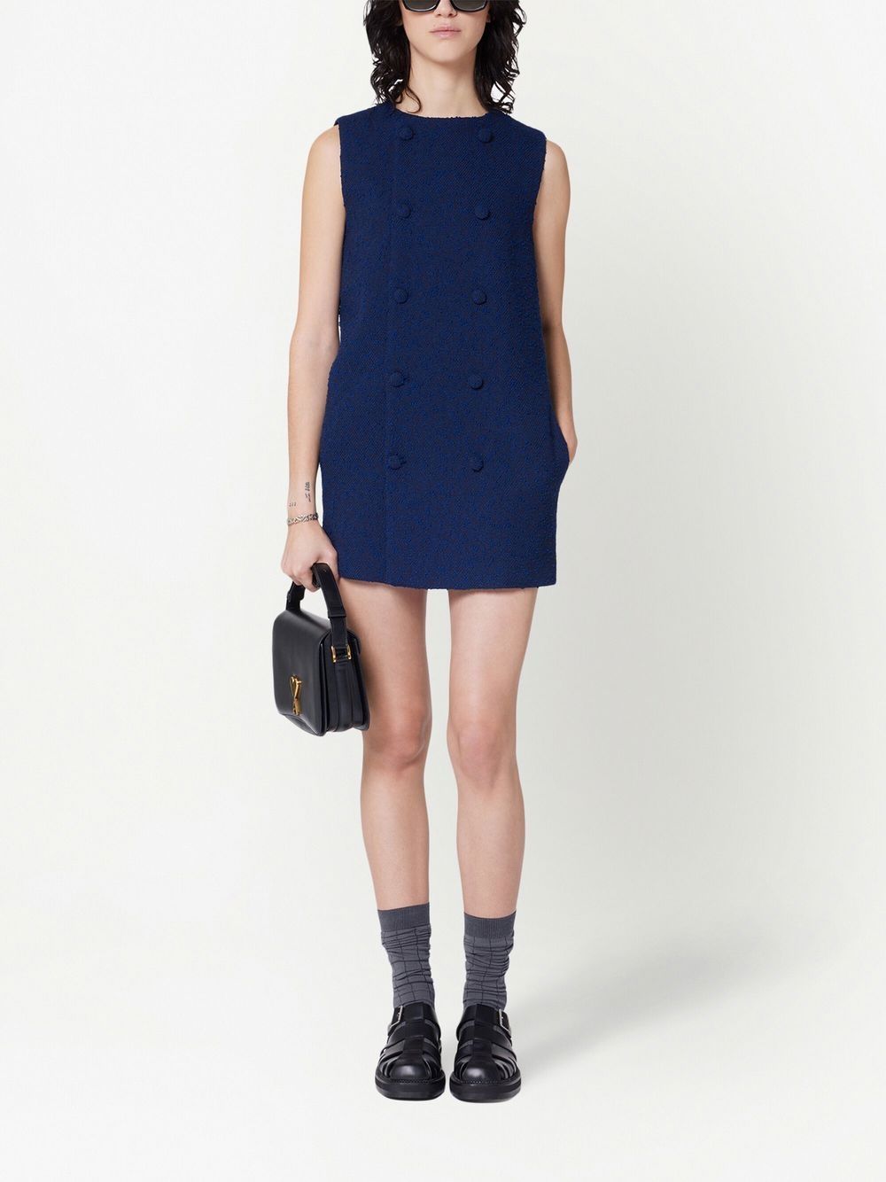 AMI Paris Mini-jurk met textuur - Blauw