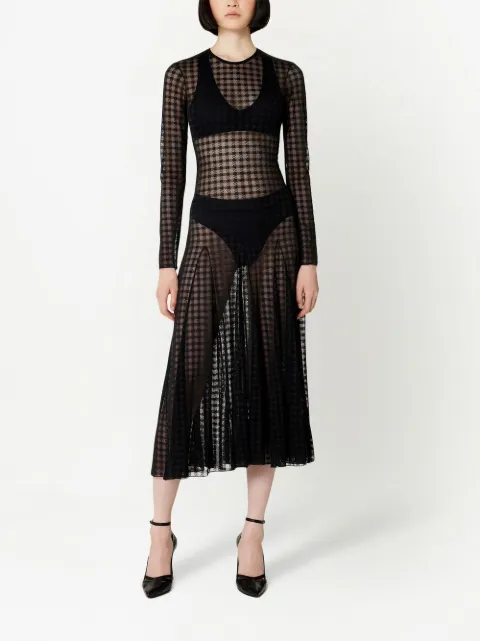 AMI Paris checked semi-sheer midi dress FDR208PA0006 - 1
