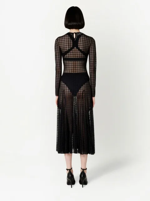 AMI Paris checked semi-sheer midi dress FDR208PA0006 - 3