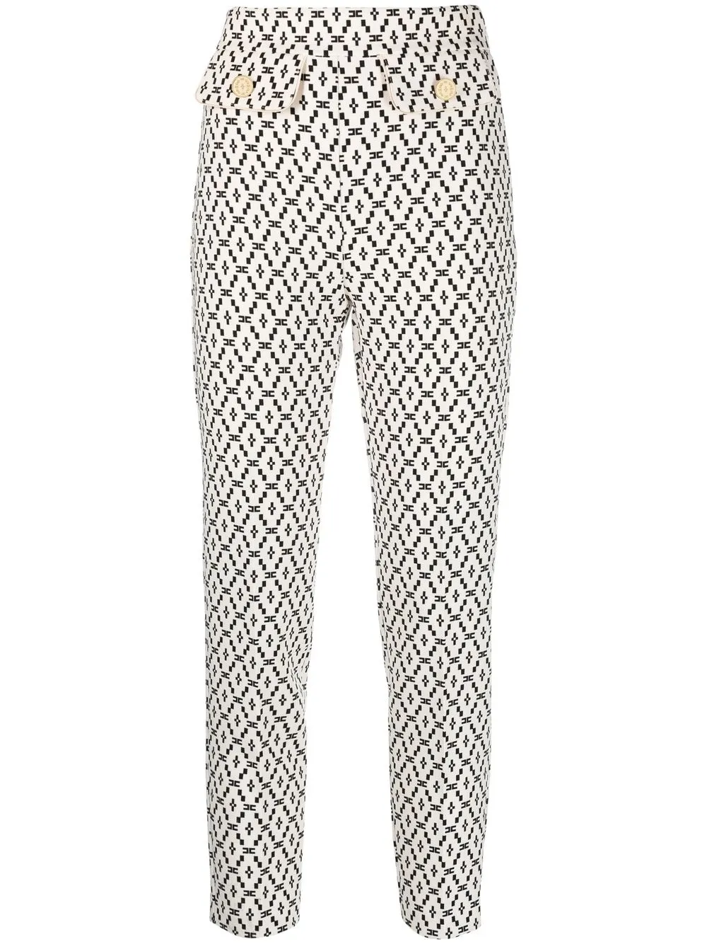 

Elisabetta Franchi diamond-pattern cropped trousers - Neutrals