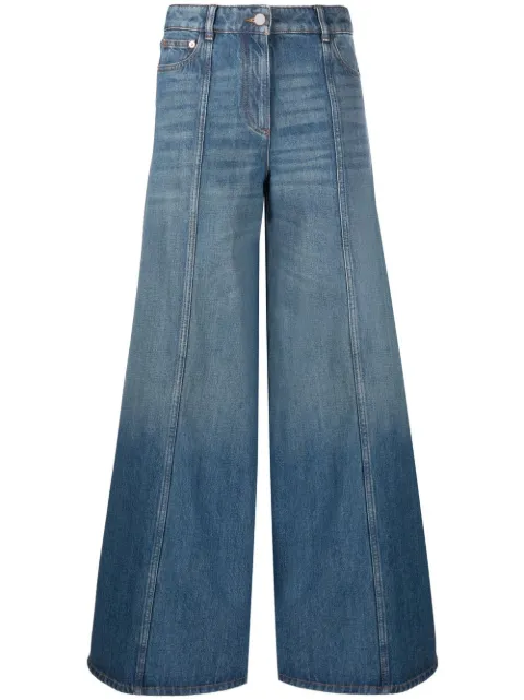Valentino Garavani wide-leg flared mid-wash jeans