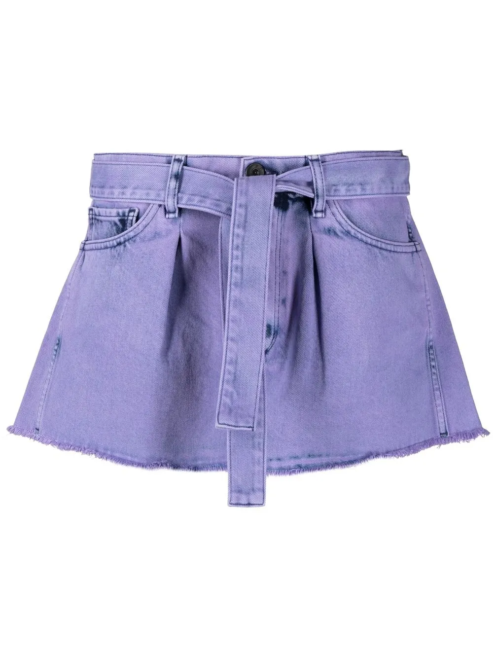 

3x1 belted denim raw-hem shorts - Purple