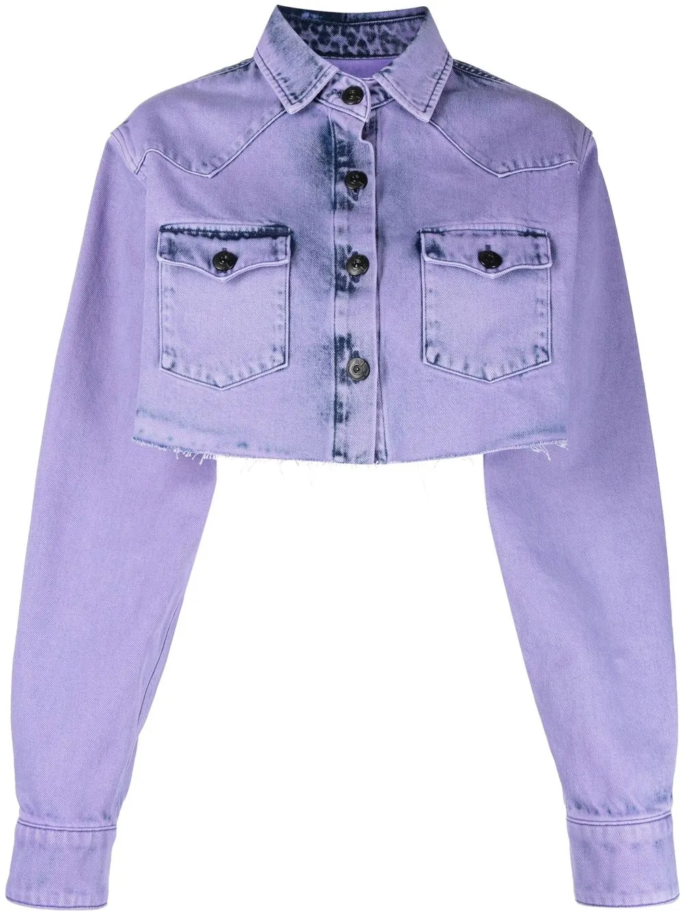 

3x1 cropped raw-hem denim jacket - Purple