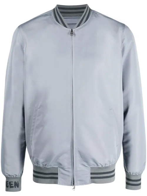 Veste bomber en soie à logo imprimé - Alexander McQueen - Modalova