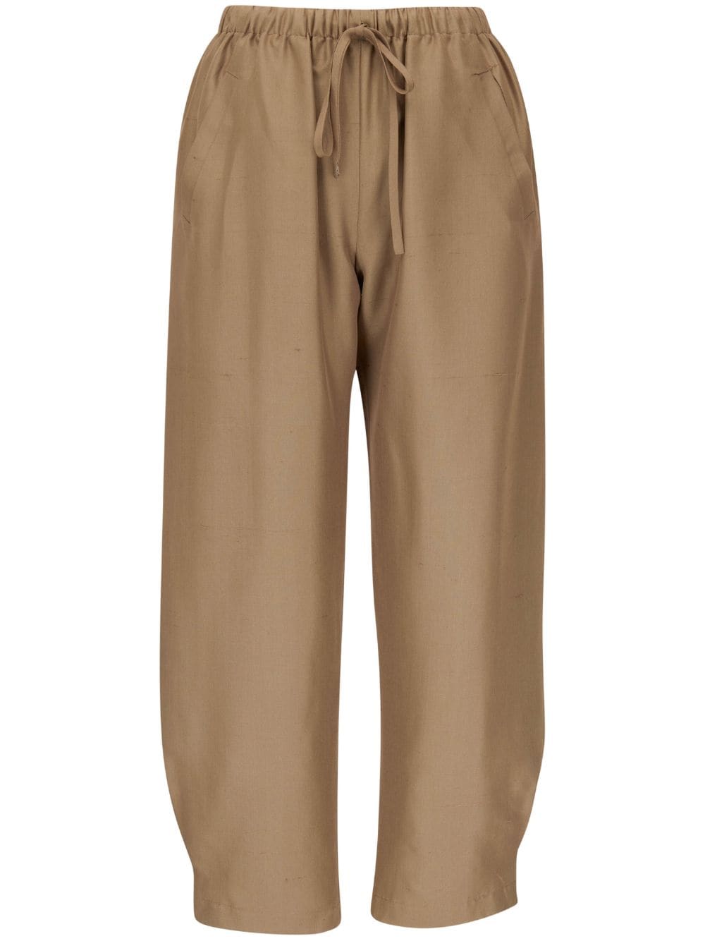 Peter Cohen Silk High-waist Trousers In Brown