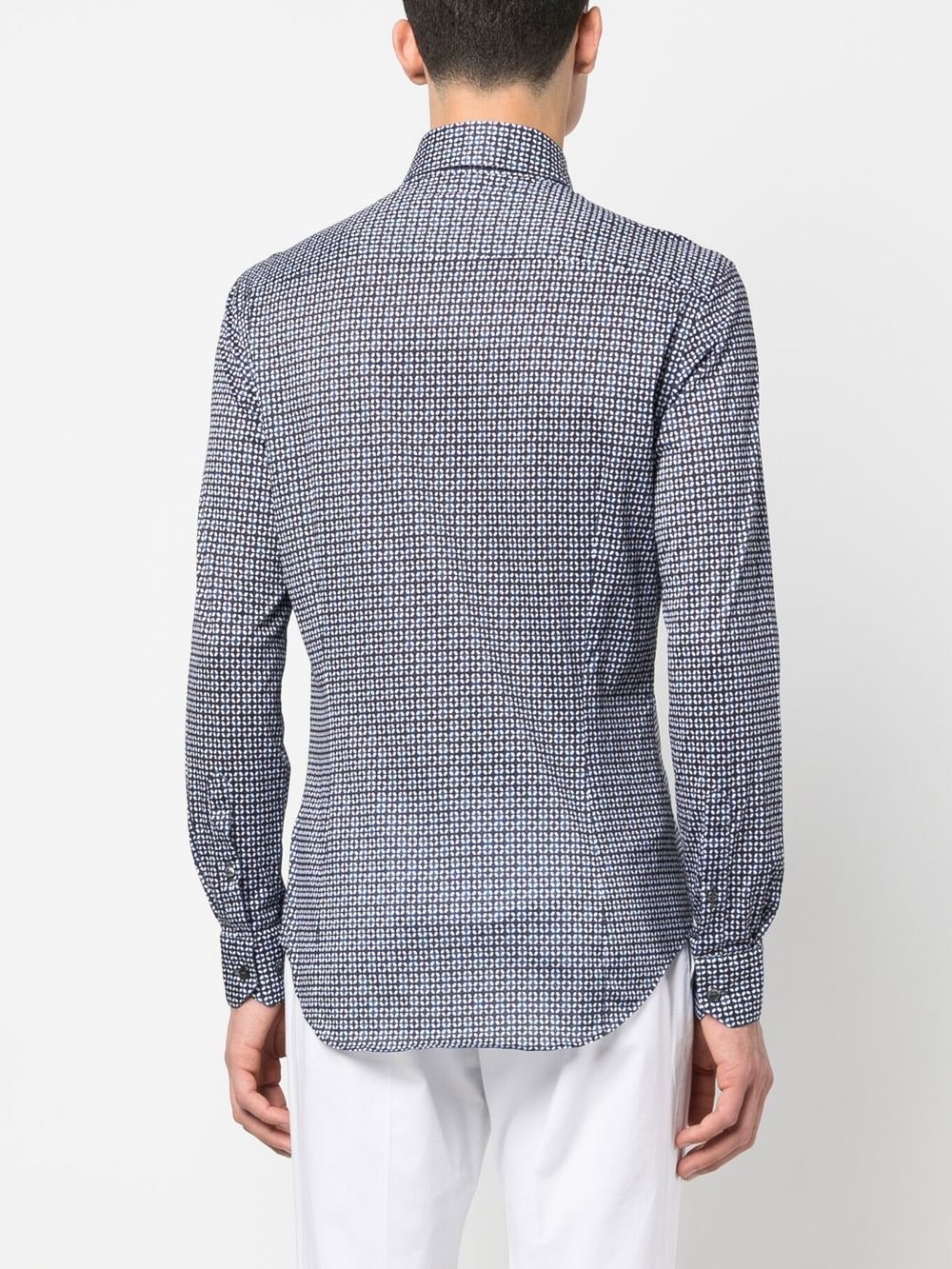 Shop Giorgio Armani Graphic-print Cotton Shirt In Blue