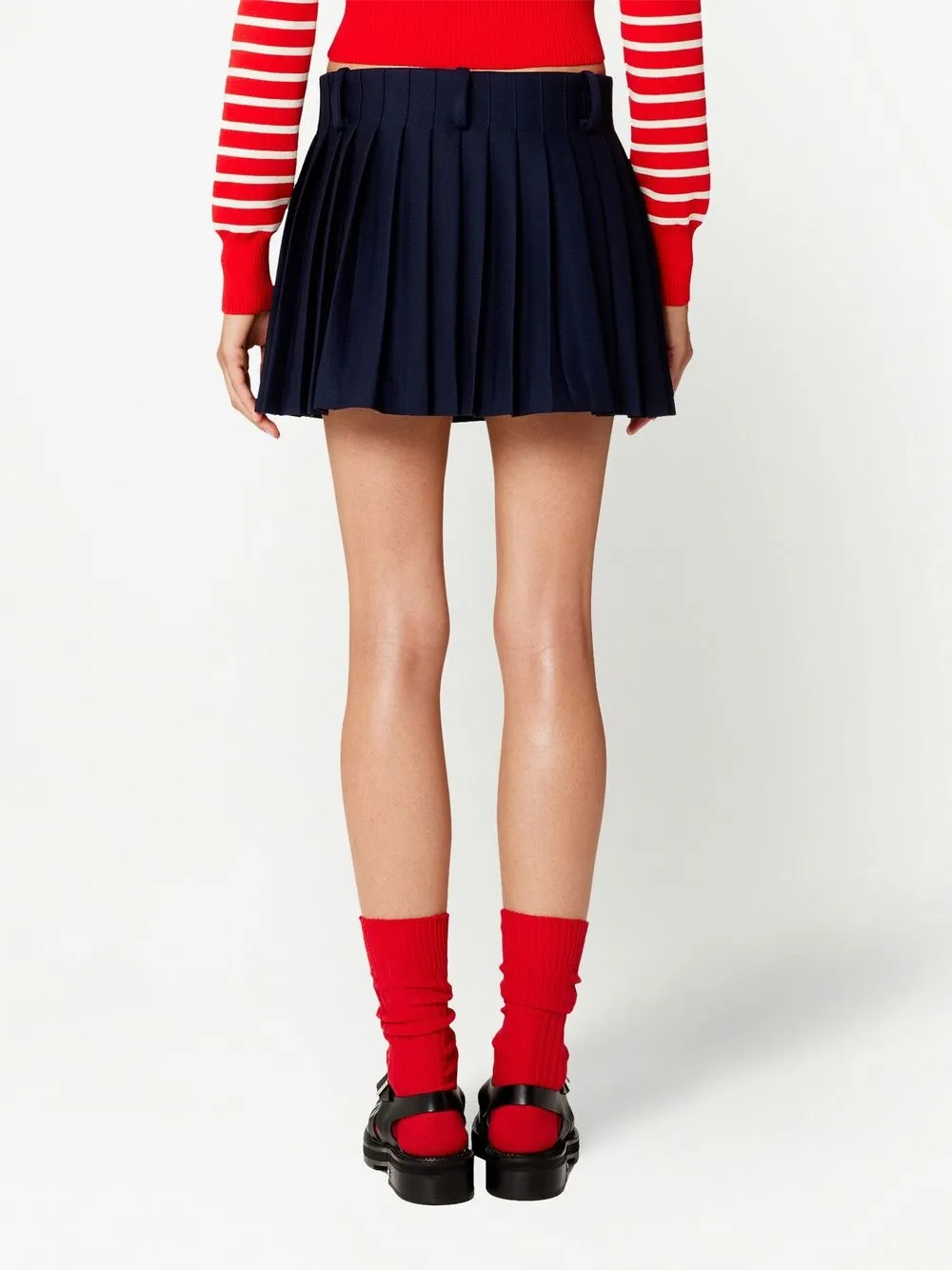 Shop Ami Alexandre Mattiussi Pleated Wool Miniskirt In Blue