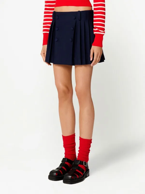 アミパリス ami paris pleated wool miniskirt AMI Paris Pleated Wool Miniskirt | Blue | FARFETCH GE