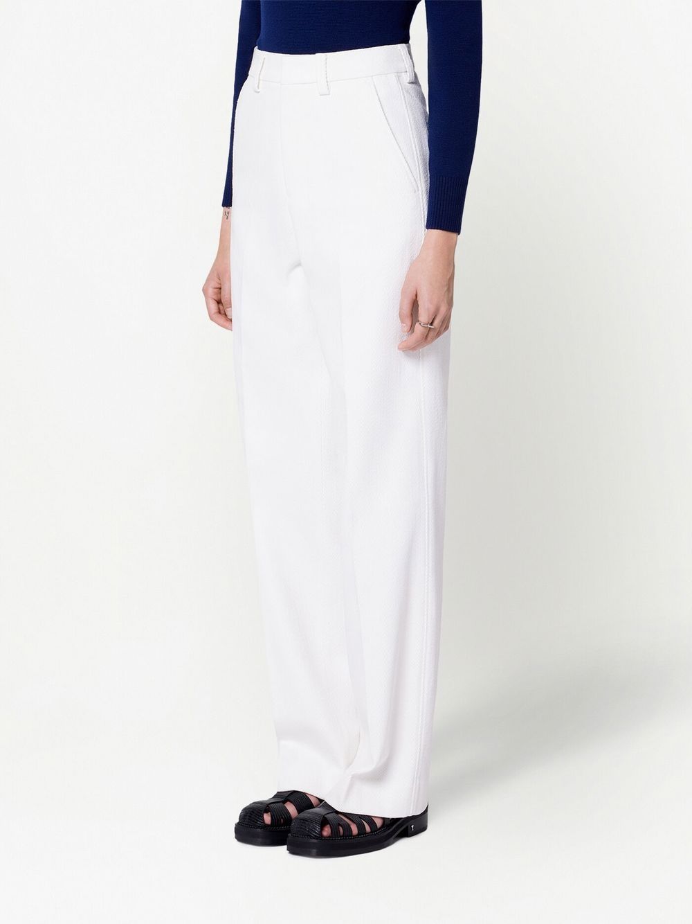 Shop Ami Alexandre Mattiussi High-waist Straight-leg Trousers In White