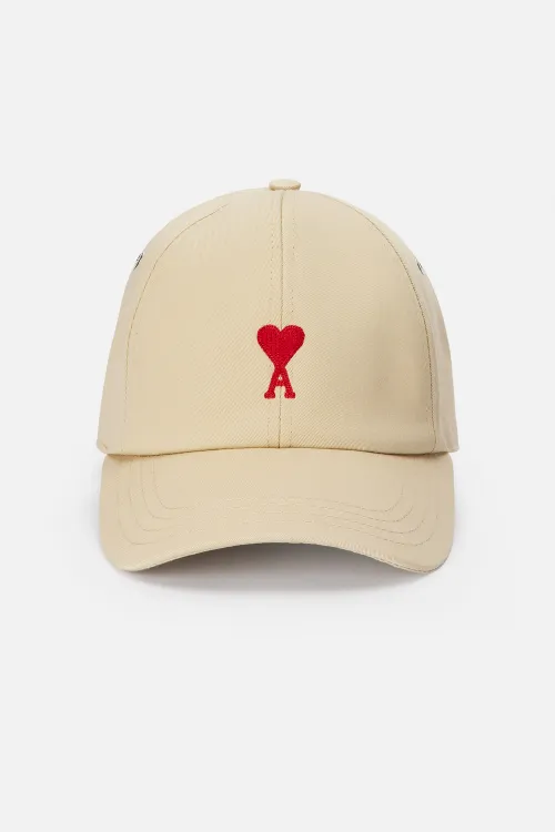 Red Ami de Coeur Embroidery Cap - AMI PARIS OFFICIAL