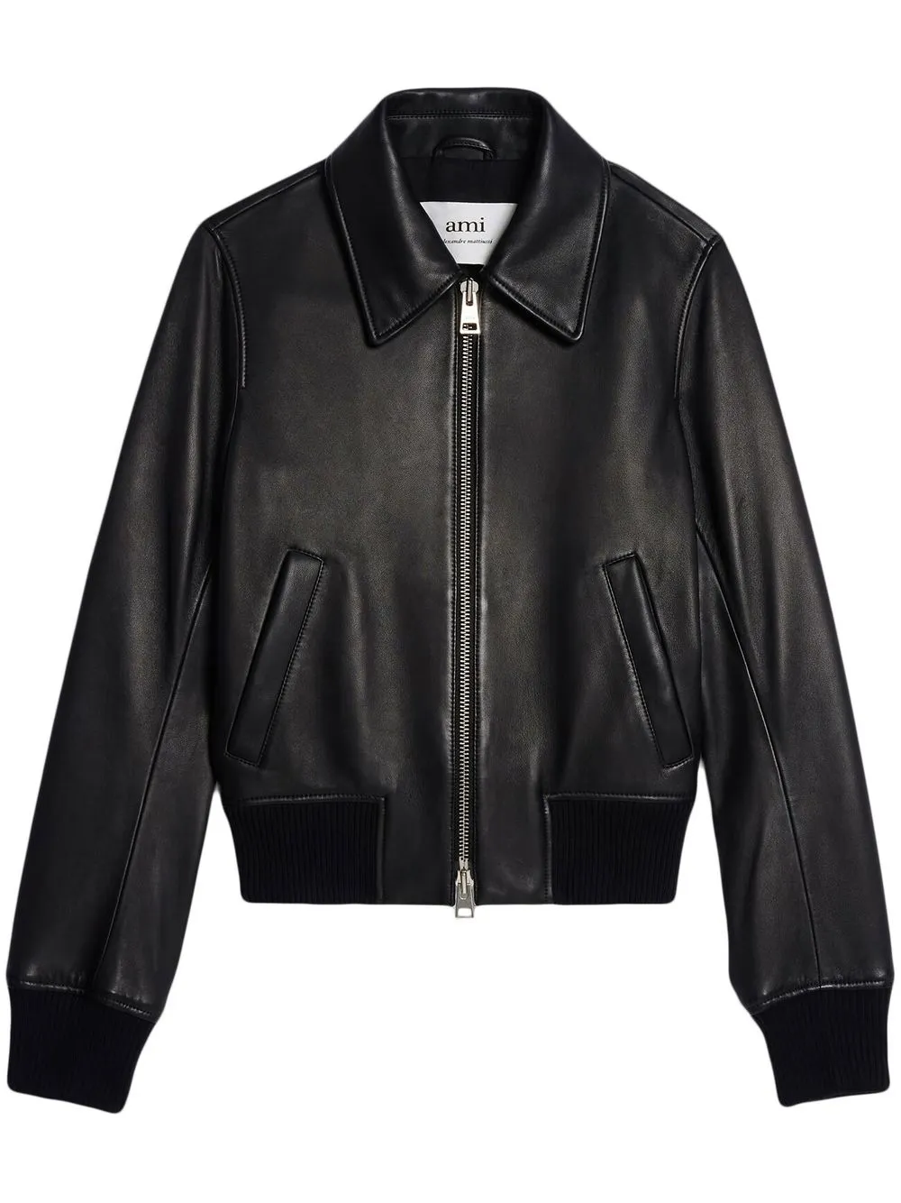 Image 1 of AMI Paris zip-up leather jacket