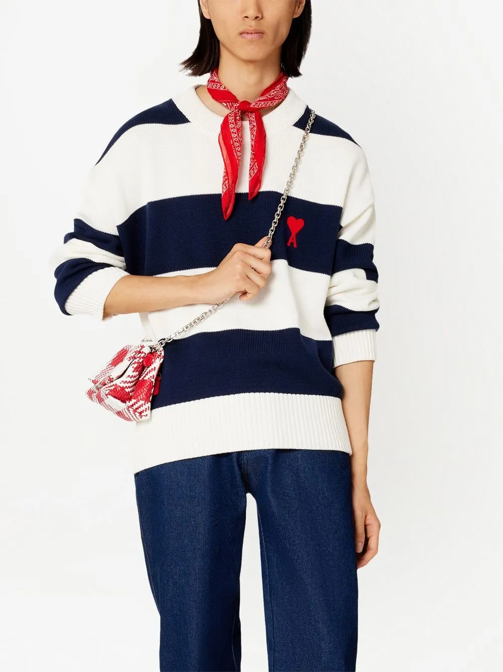 AMI Paris Ami De Coeur Striped Jumper - Farfetch