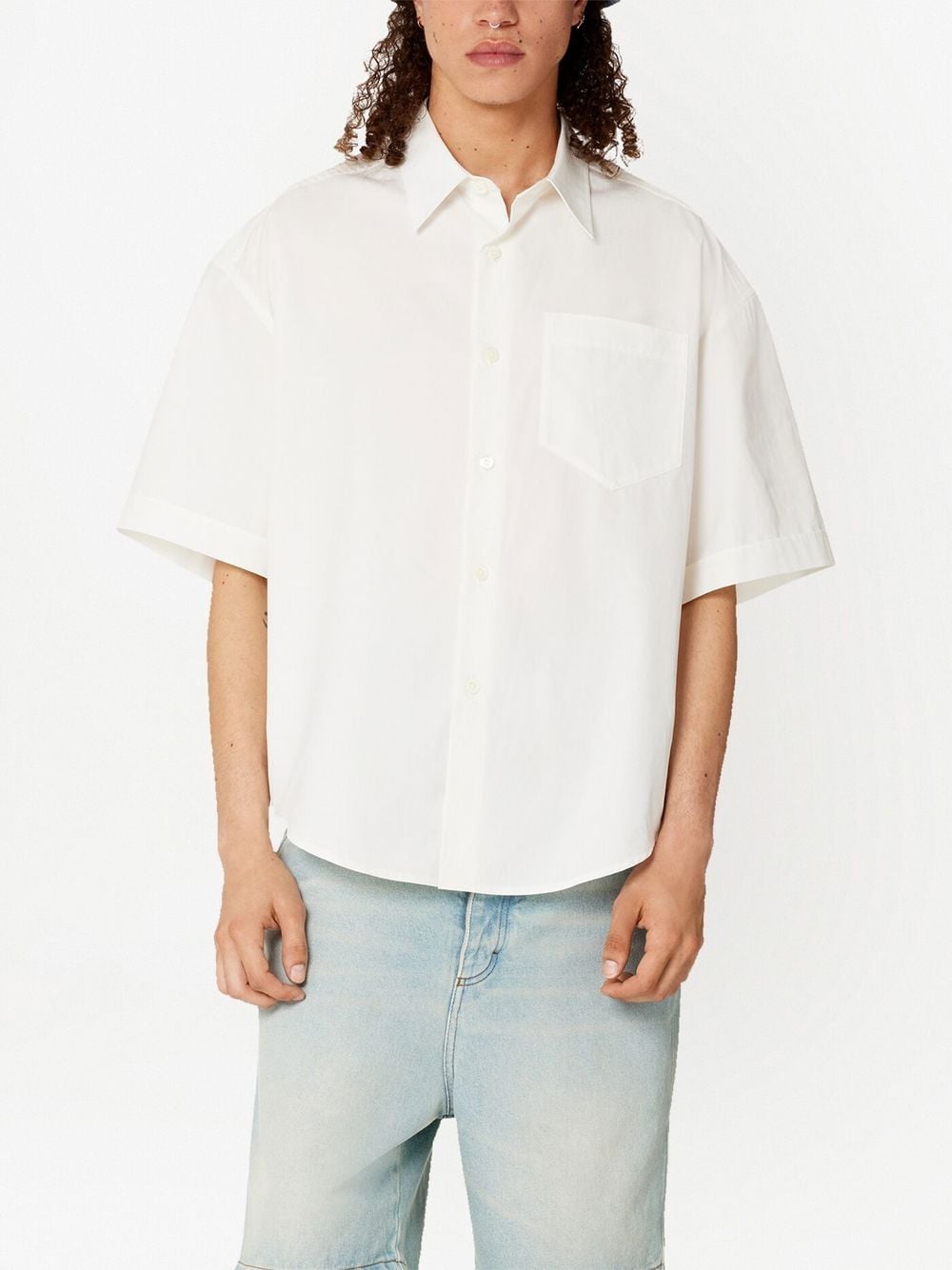 Shop Ami Alexandre Mattiussi Button-front Short-sleeved Shirt In White