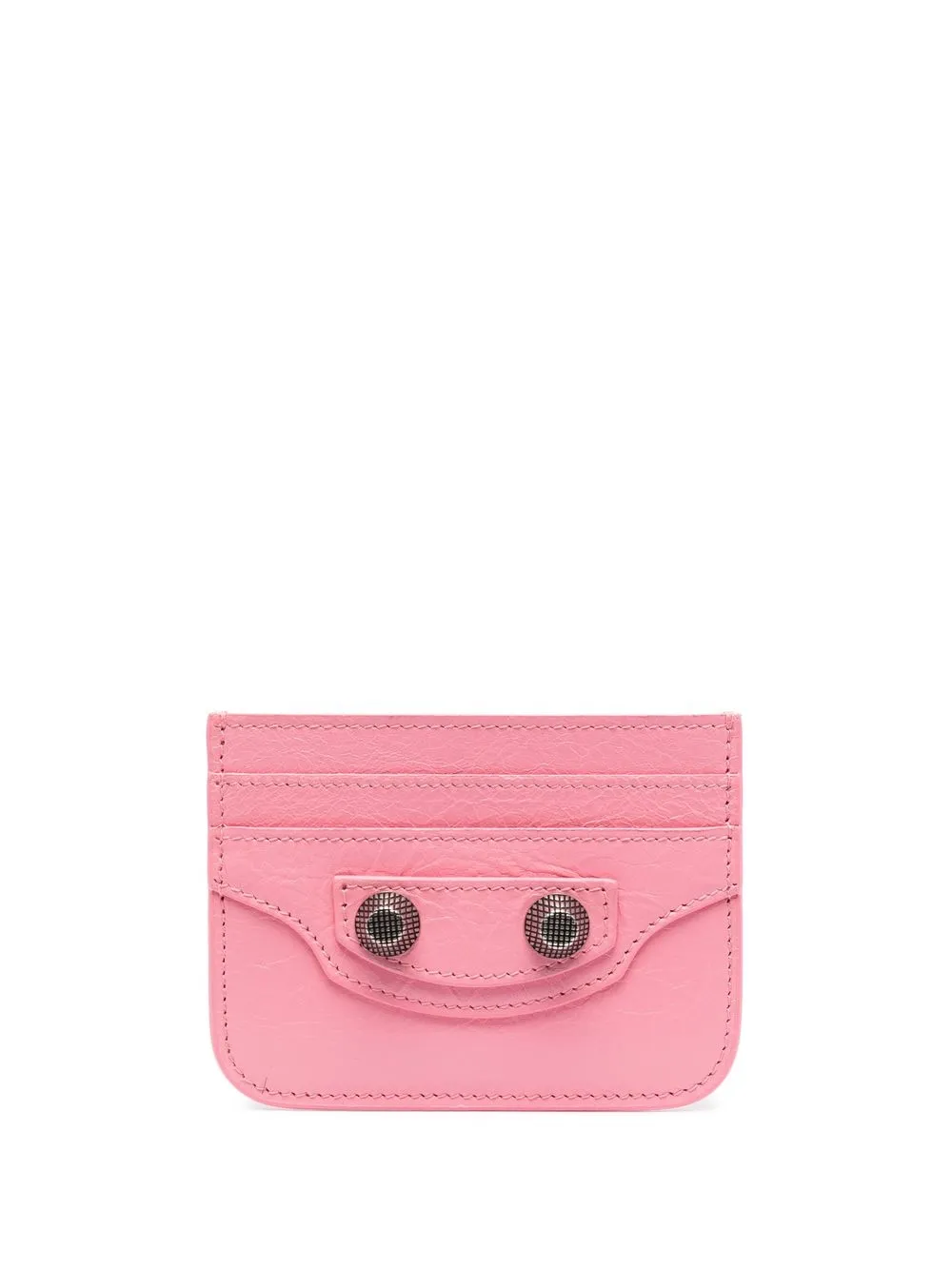 Balenciaga Leather Studded Cardholder In Pink