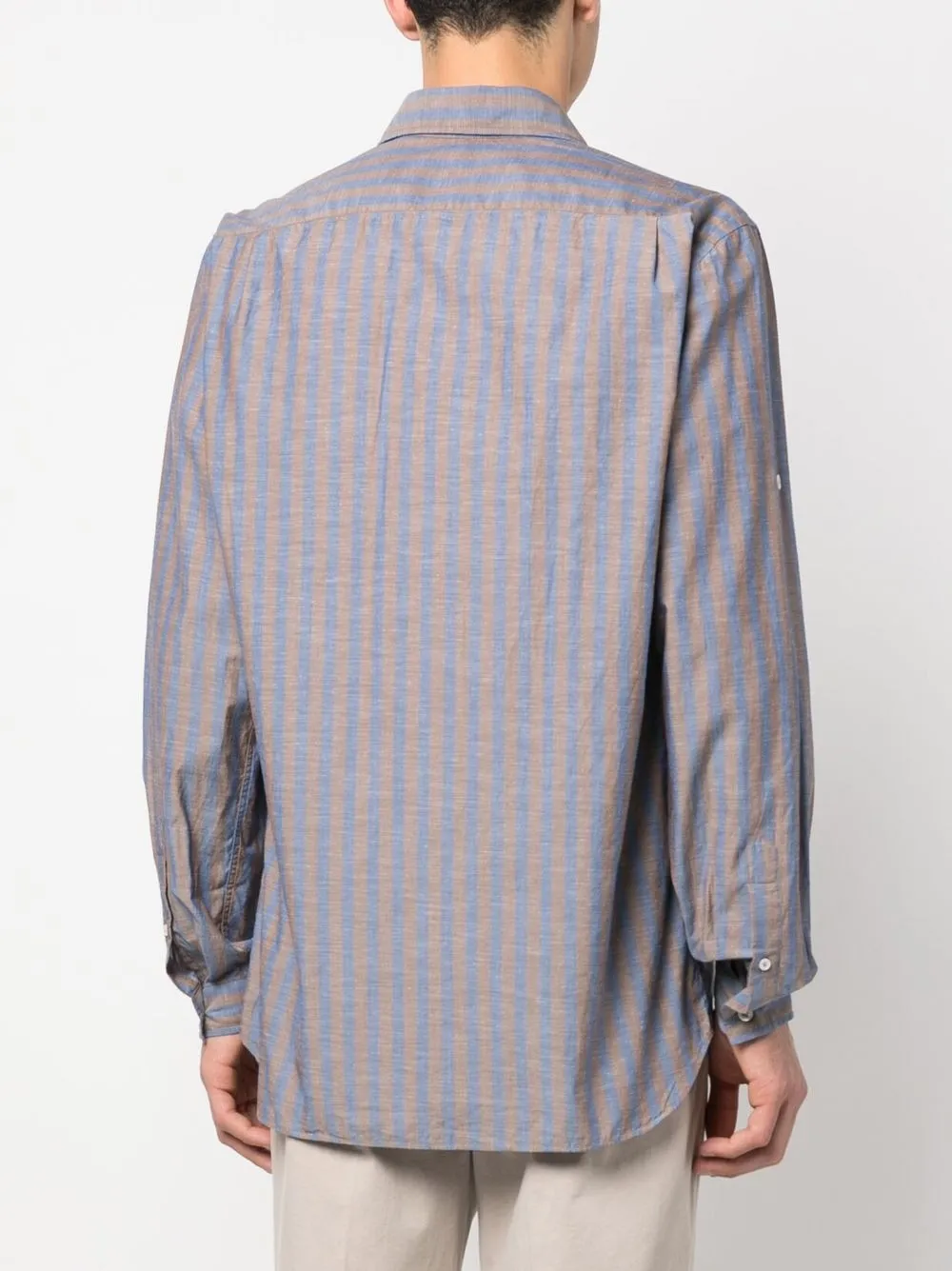 Lardini Striped Cotton Shirt In 蓝色