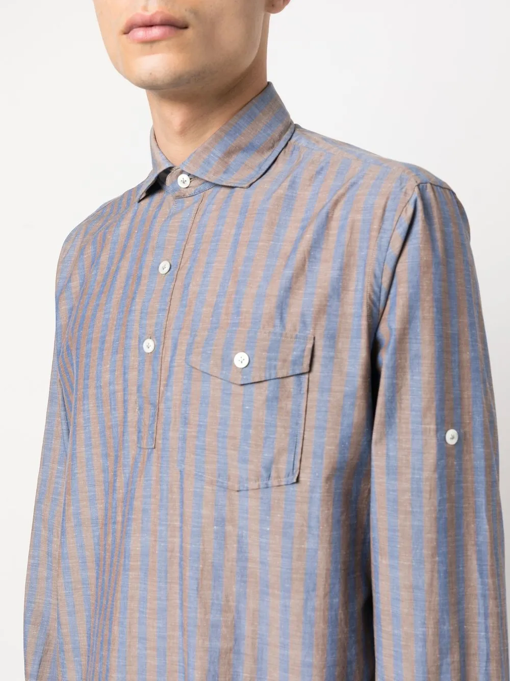 Lardini Striped Cotton Shirt In 蓝色