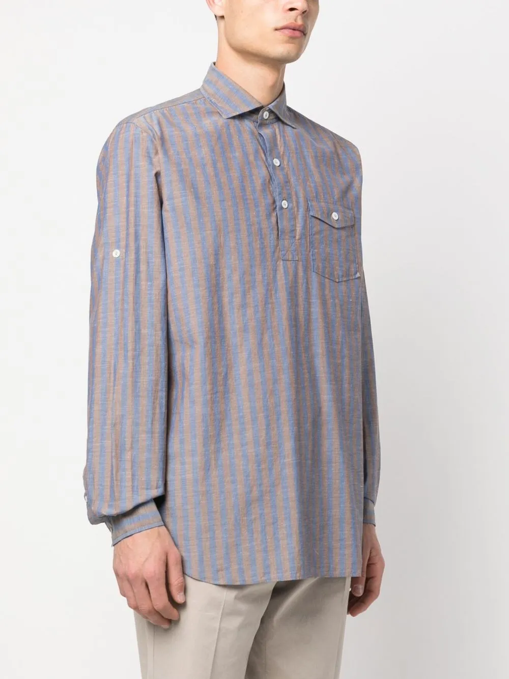 Lardini Striped Cotton Shirt In 蓝色