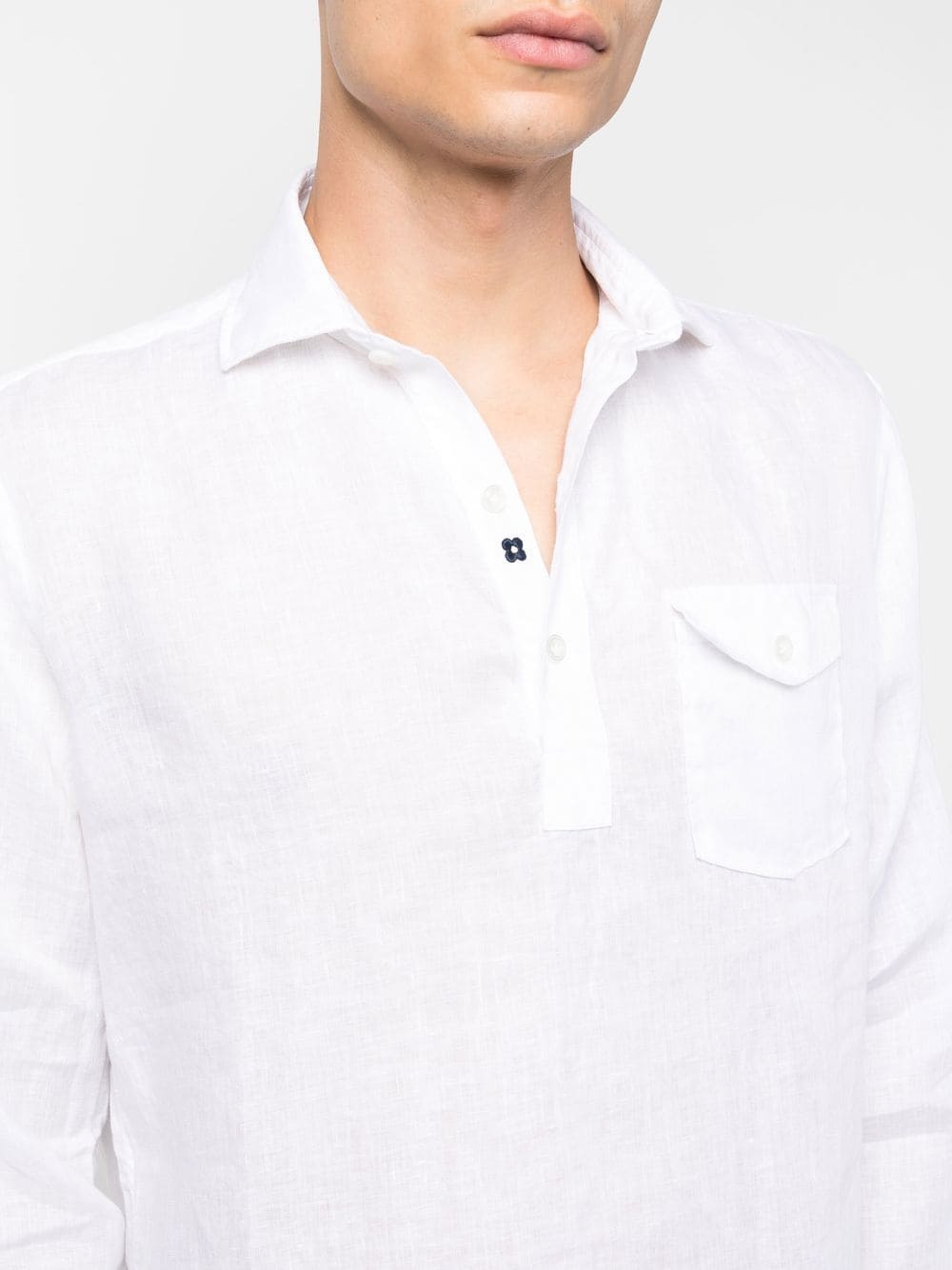 Shop Lardini Linen Long-sleeve Shirt In Weiss