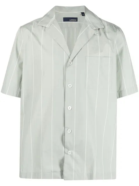 Lardini notched pinstripe short-sleeve shirt