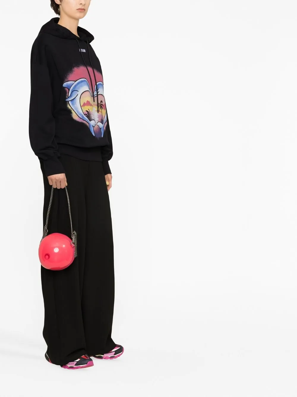 Msgm Graphic-print Hoodie In Schwarz