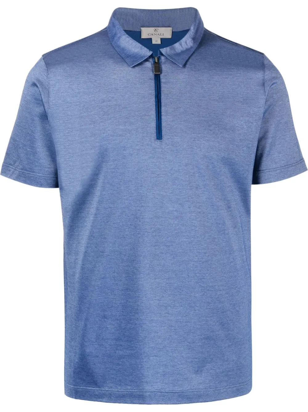 

Canali piqué zip-up polo shirt - Blue