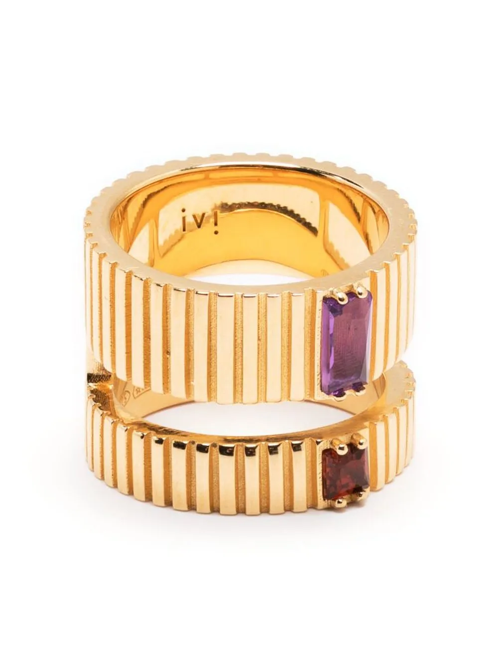 

IVI Slot double gem ring - Gold